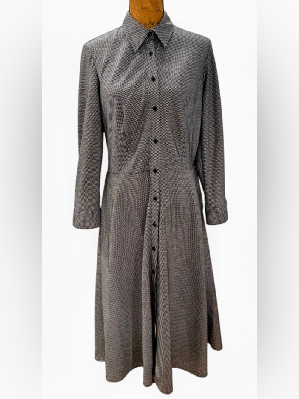 Women’s Vintage American Living Black & White Houndstooth Maxi Dress sz-14 - Picture 1 of 13